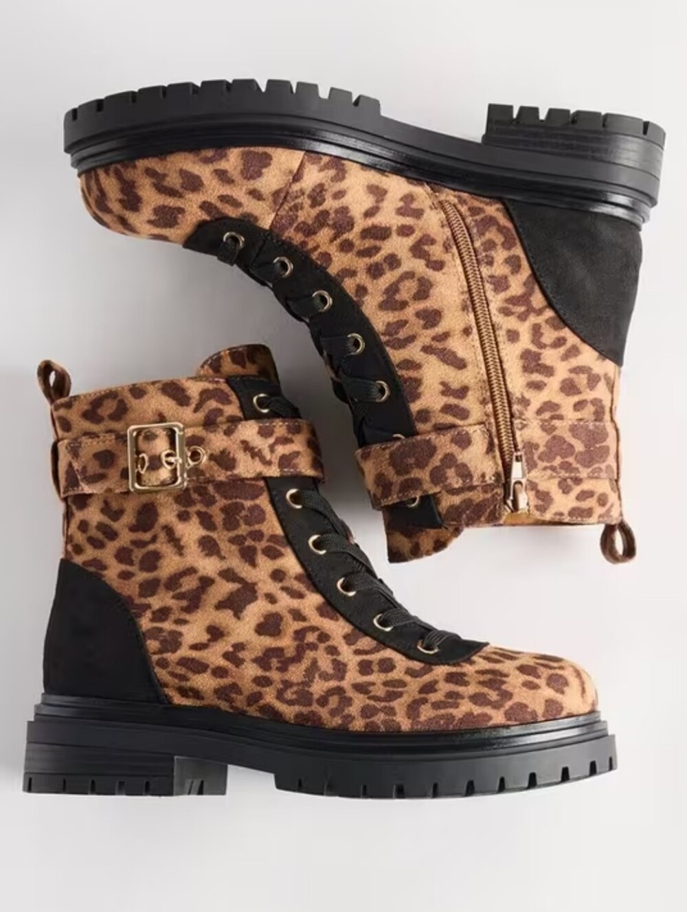 Torrid Lug Sole Combat Booties In Leopard - 11 Wide